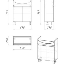 Тумба с раковиной дуб сонома/белый глянец 61,5 см Grossman Поло 106011 + 440