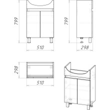 Тумба с раковиной дуб сонома/белый глянец 55,5 см Grossman Поло 105501 + 305