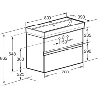 Тумба с раковиной капучино 80 см Roca Oleta A857640515 + 3274C500Y