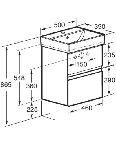 Тумба с раковиной белый глянец 50 см Roca Oleta A857638806 + 3274C300Y