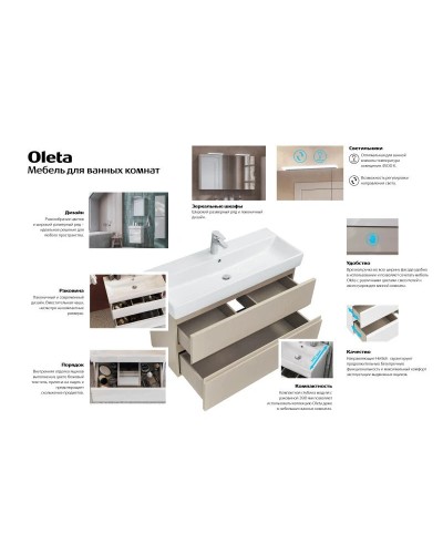 Тумба с раковиной белый матовый 50 см Roca Oleta A857638501 + 3274C300Y