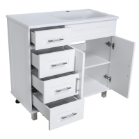 Купер - 90 Тумба напольная с 4 ящ. правая белая / раковина