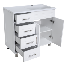 Купер - 90 Тумба напольная с 4 ящ. правая белая / раковина