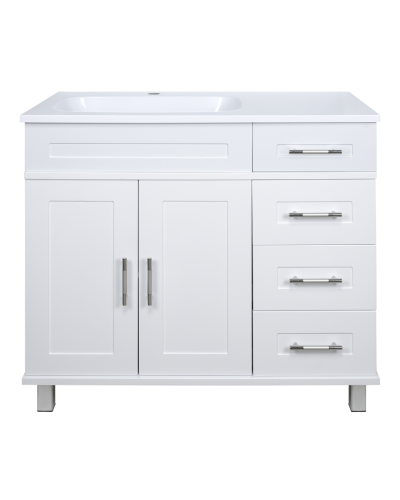 Купер - 90 Тумба напольная с 4 ящ. левая белая / раковина