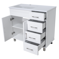 Купер - 90 Тумба напольная с 4 ящ. левая белая / раковина