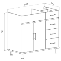 Купер - 90 Тумба напольная с 4 ящ. левая белая / раковина