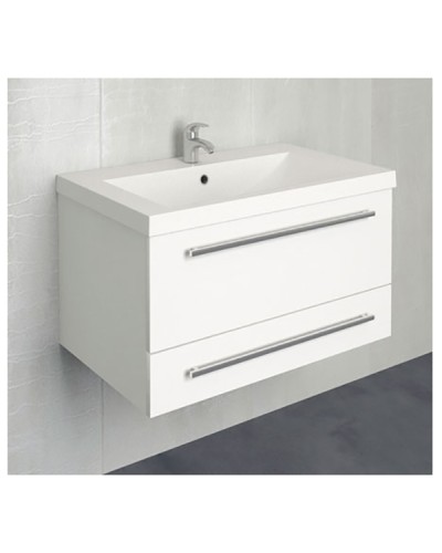 Тумба под раковину 1MarKa Соната 75П 2 ящика Белая глянцевая