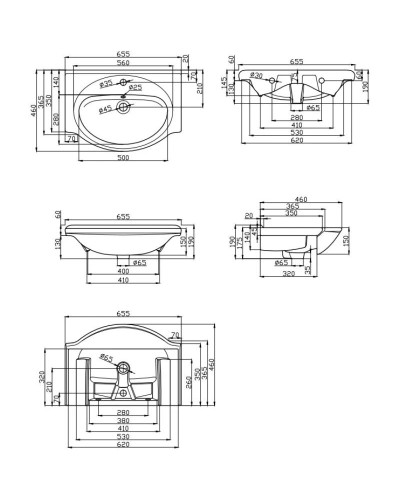 Тумба с раковиной белый глянец 65,5 см Bellezza Кантри 4639910090014 + 4607104872197
