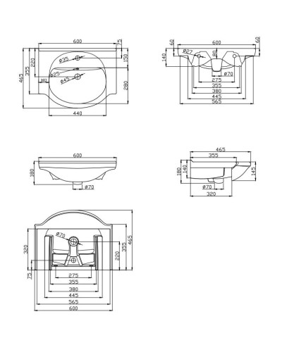 Тумба с раковиной белый глянец 60 см Bellezza Кантри 4639909000017 + 4607104871206