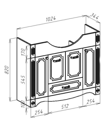 Тумба с раковиной белый глянец 106,5 см Bellezza Кантри 4639918000015 + 4620008197340