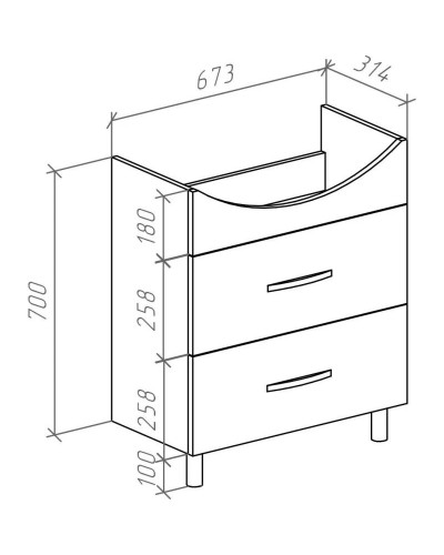 Тумба с раковиной белый глянец 70 см Bellezza Анкона 4639611110011 + 4690311008978
