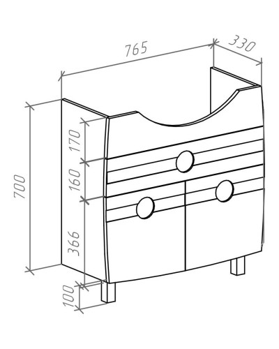 Тумба с раковиной белый глянец 81 см Bellezza Абрис 4639719130010 + 4620008198941