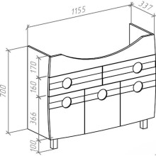 Тумба с раковиной белый глянец 121 см Bellezza Абрис 4639719090017 + 4640021060957