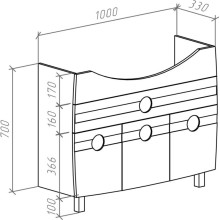Тумба с раковиной белый глянец 106 см Bellezza Абрис 4639718090018 + 4640021060926