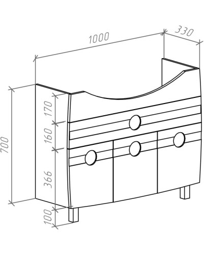 Тумба с раковиной белый глянец 106 см Bellezza Абрис 4639718090018 + 4640021060926