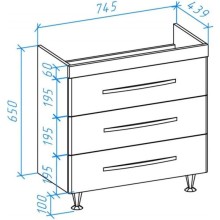 Тумба с раковиной черный глянец/белый глянец 80 см Bellezza Рокко 4635313660045 + 4620000148579