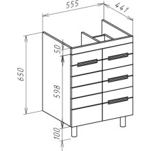 Тумба с раковиной белый глянец 60 см 2 ящика Bellezza Сиена 4633909670010 + 4620000148562