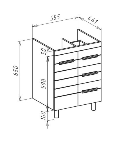 Тумба с раковиной белый глянец 60 см 2 ящика Bellezza Сиена 4633909670010 + 4620000148562