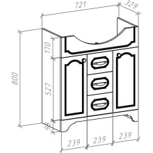 Тумба с раковиной белый глянец золотая патина 76 см Bellezza Тиффани 4630512110384 + 4620008197470