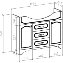 Тумба с раковиной белый глянец серебряная патина 106,5 см Bellezza Тиффани 4630518110395 + 4620008197340