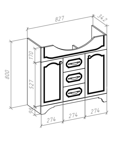 Тумба с раковиной белый глянец золотая патина 86,5 см Bellezza Тиффани 4630514110382 + 4620008197357