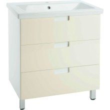 Тумба с раковиной бежевый глянец/белый глянец 89,5 см Bellezza Пегас 4630415140075 + 5902115715303