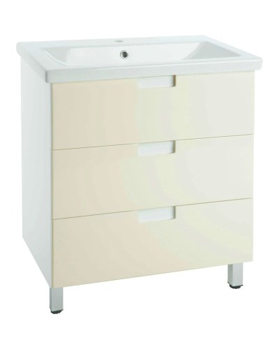 Тумба с раковиной бежевый глянец/белый глянец 89,5 см Bellezza Пегас 4630415140075 + 5902115715303