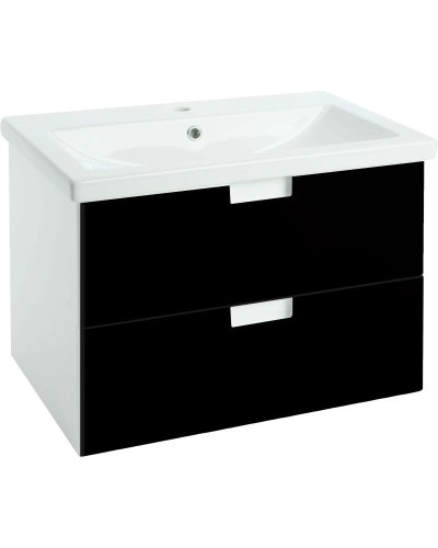 Тумба с раковиной черный глянец/белый глянец 89,5 см Bellezza Пегас 4630415270048 + 5902115715303
