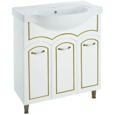 Тумба с раковиной белый глянец золотая патина 79,5 см Bellezza Амелия 4630313000389 + 4690311008985