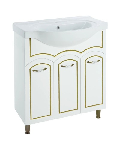 Тумба с раковиной белый глянец золотая патина 79,5 см Bellezza Амелия 4630313000389 + 4690311008985