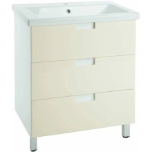 Тумба с раковиной бежевый глянец/белый глянец 60 см Bellezza Пегас 4630409140074 + 4690311045409