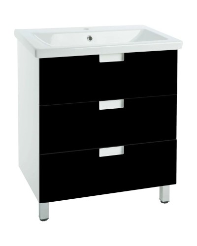 Тумба с раковиной черный глянец/белый глянец 60 см Bellezza Пегас 4630409140043 + 4690311045409