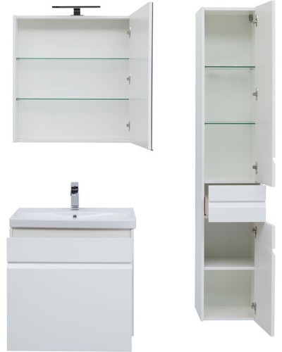 Тумба под раковину Aquanet Палермо 60 203934 подвесная Белый глянец