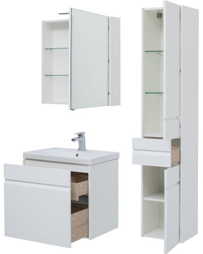 Тумба под раковину Aquanet Палермо 60 203934 подвесная Белый глянец