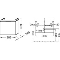 Тумба под раковину Jacob Delafon Rythmik 38 EB1096-E70 подвесная Арлингтонский дуб