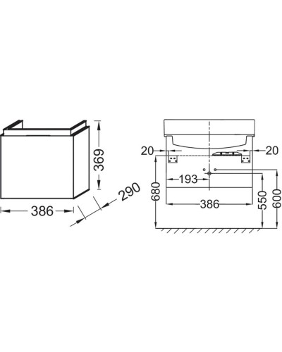 Тумба под раковину Jacob Delafon Rythmik 38 EB1096-E70 подвесная Арлингтонский дуб