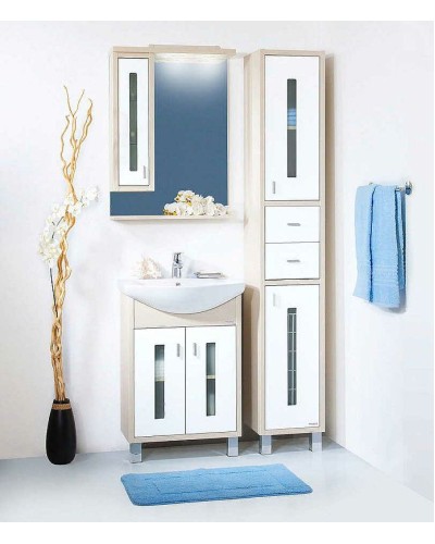 Тумба под раковину Бриклаер Бали 60 4627125412097 Светлая лиственница Белая глянцевая