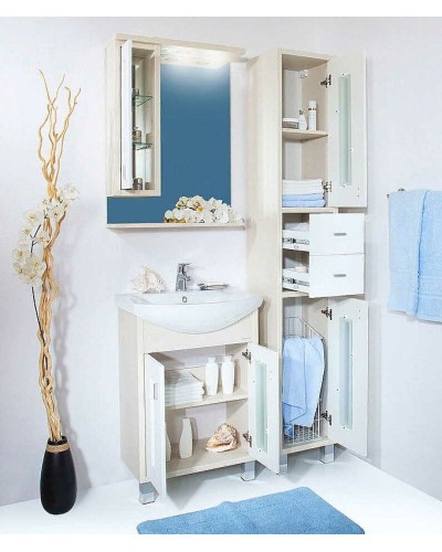 Тумба под раковину Бриклаер Бали 60 4627125412097 Светлая лиственница Белая глянцевая