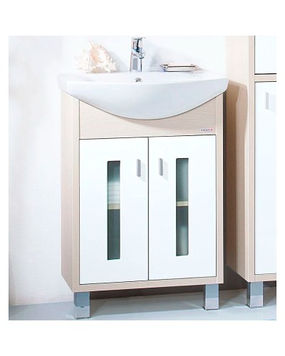 Тумба под раковину Бриклаер Бали 60 4627125412097 Светлая лиственница Белая глянцевая