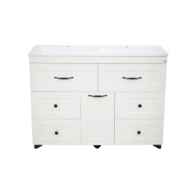 Дуэт - 120 Тумба белая матовая с 6 ящ. / Б/К / раковина