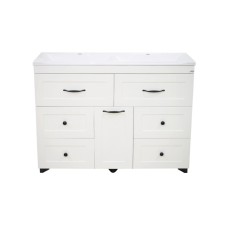 Дуэт - 120 Тумба белая матовая с 6 ящ. / Б/К / раковина