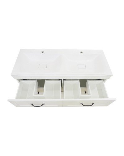 Дуэт - 120 Тумба белая матовая с 6 ящ. / Б/К / раковина