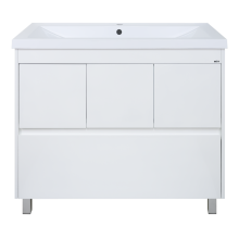 Алиса-100 тумба 1 ящ. напольная белая эмаль / раковина