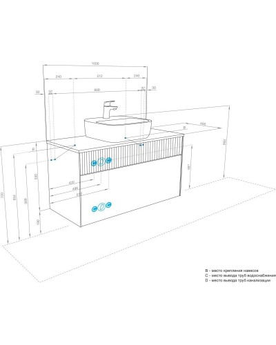 Тумба с раковиной светло-серый/белый матовый 100 см Акватон Марбл 1A2763K0MH4C0