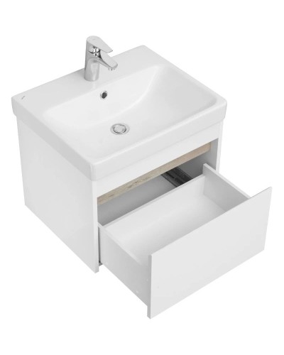 Тумба с раковиной белый глянец/ясень шимо 55 см Акватон Марти 1A2632K0MY010