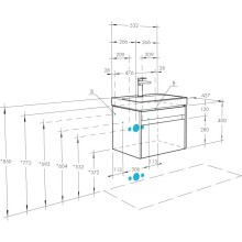 Тумба с раковиной белый глянец/ясень шимо 55 см Акватон Марти 1A2632K0MY010