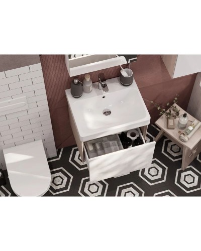 Тумба с раковиной белый глянец/ясень шимо 55 см Акватон Асти 1A2631K0AXD70