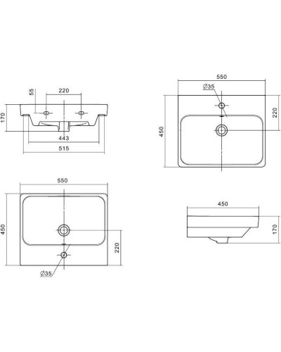 Тумба с раковиной белый глянец/белый матовый 55 см Акватон Асти 1A2631K0AX2B0