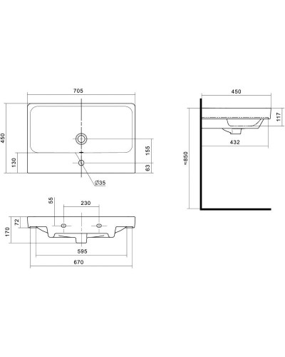 Тумба с раковиной белый глянец/белый матовый 70,5 см Акватон Асти 1A2630K0AX2B0