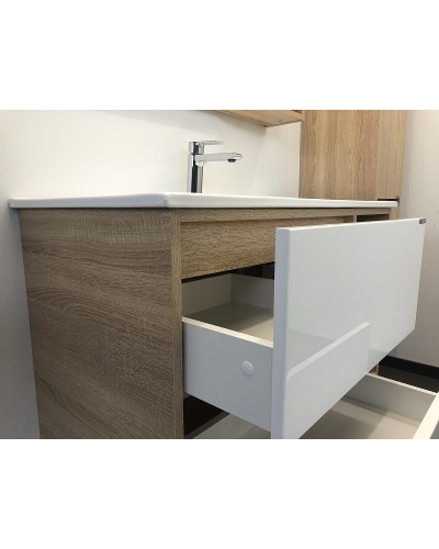 Тумба с раковиной Comforty Гамбург 90 00004142225 подвесная Дуб сонома
